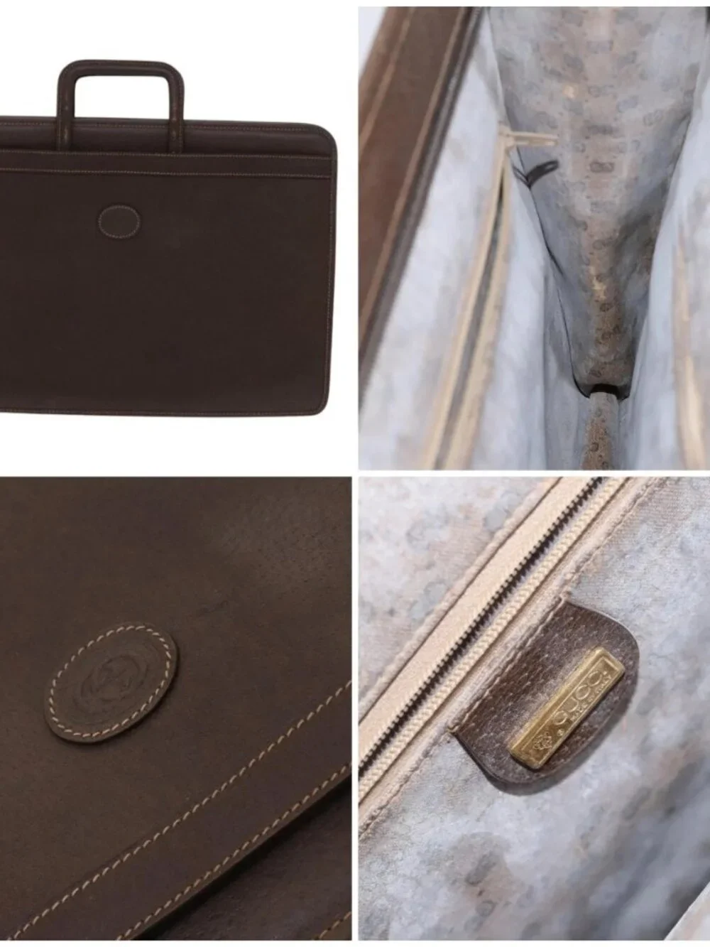 GUCCI Business Bag Leather 2way Brown Auth ep8518